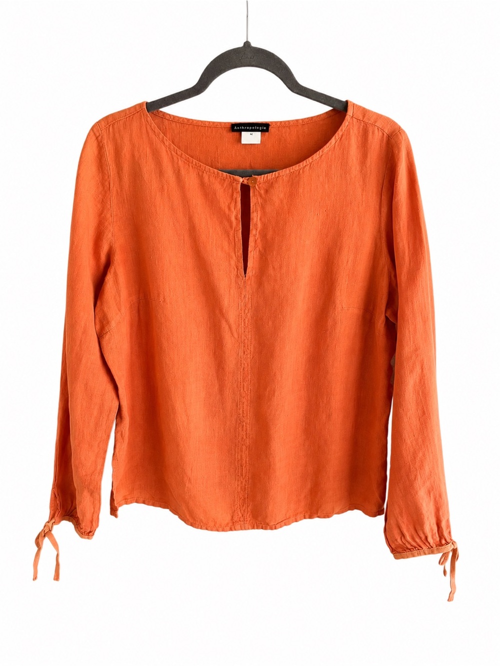 Y2K Anthropologie 100% Linen Orange Top